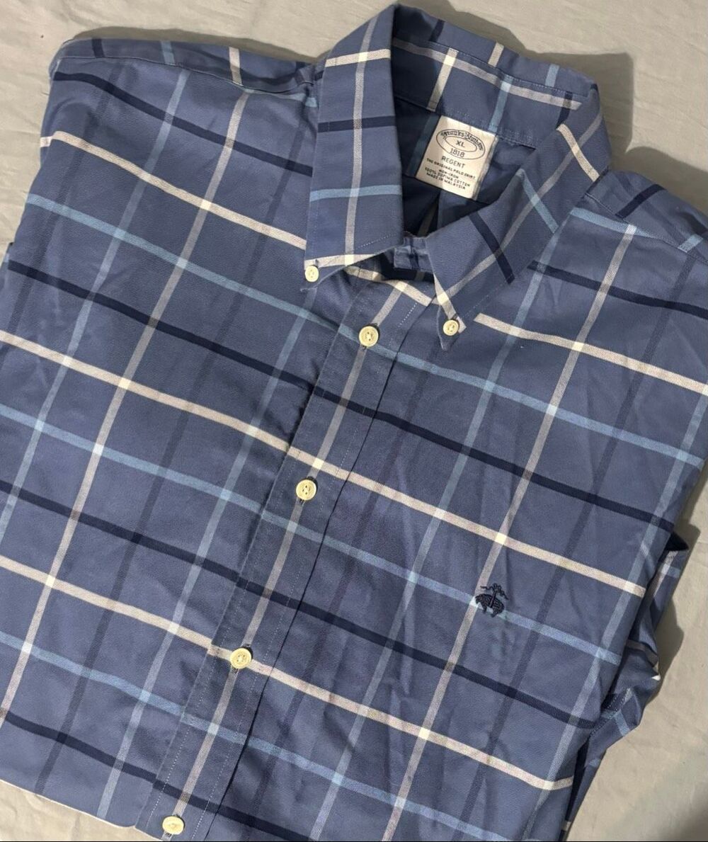 Brooks Brothers Regent XL Plaid Cotton Button-Down Shirt Blue Men